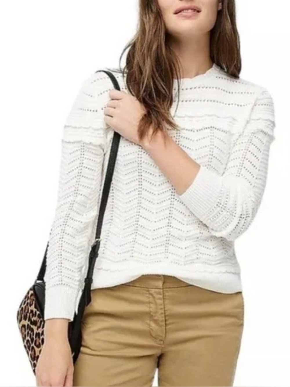 J. Crew Crewneck scalloped pointelle sweater
